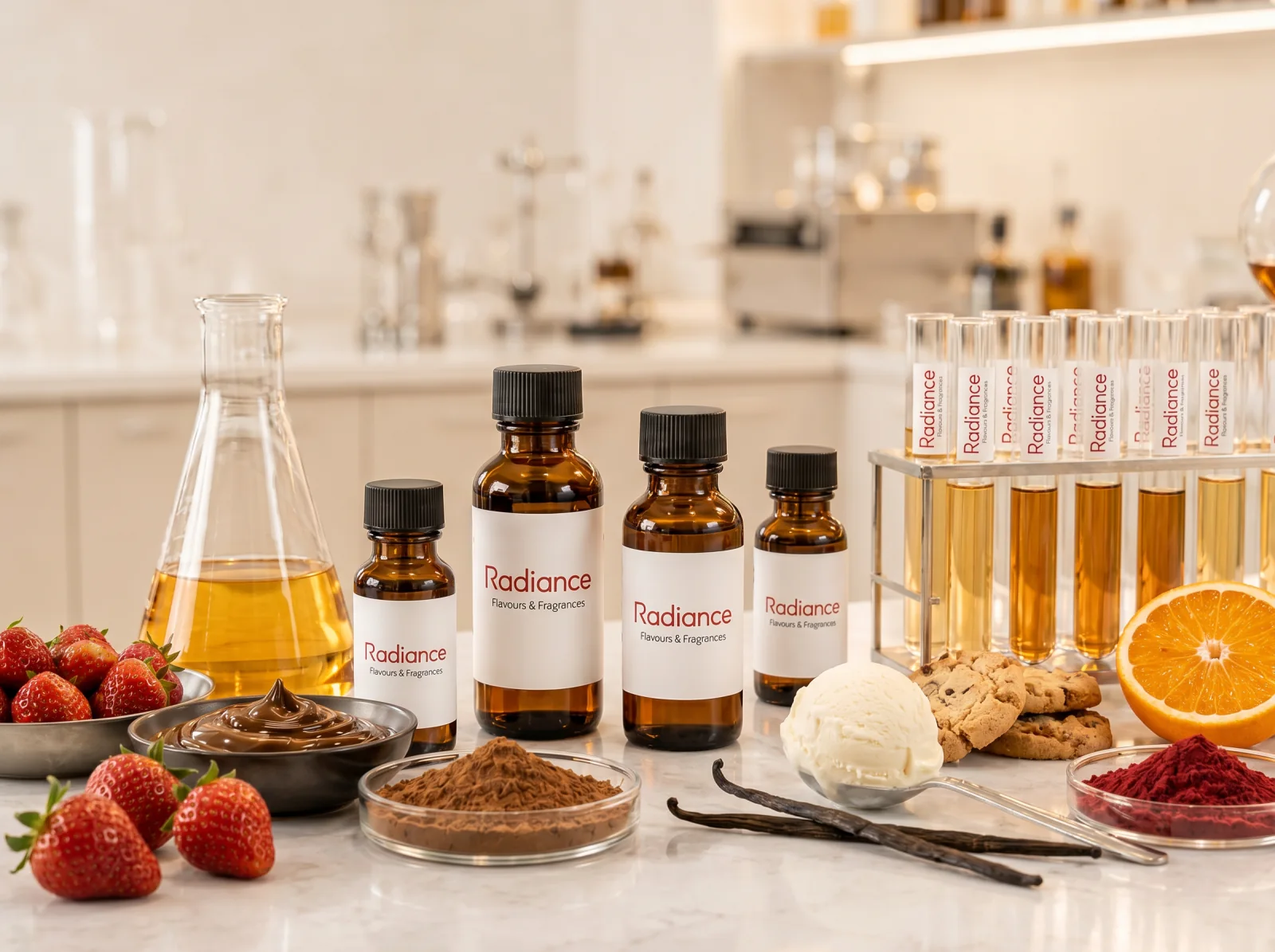 Çikolata ve bisküvi aromaları için damlalık şişeler